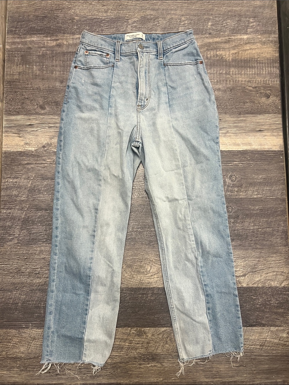 Abercrombie & Fitch Two-Tone Light and Medium Blue Straight Leg Jeans